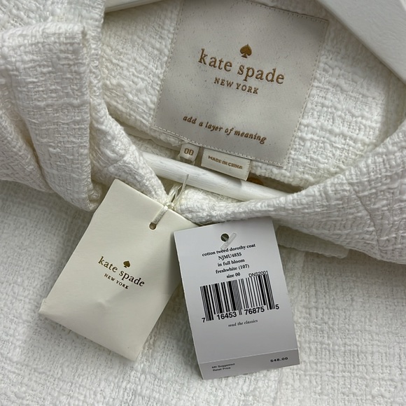 NWT kate spade Dorothy Tweed Coat, XXS - Picture 14 of 16
